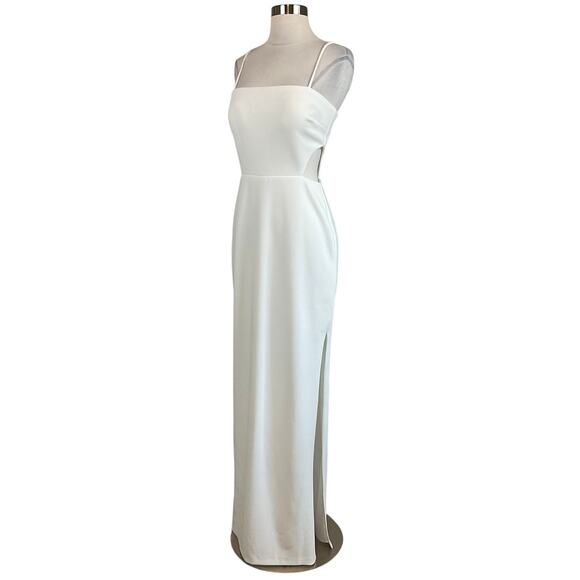 White Cut Out Sleeveless Column Evening Gown Size 8 Formal Dress by AQUA - Picture 1 of 11